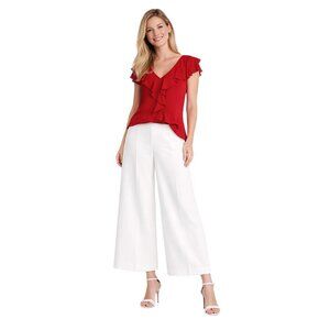 ZARA White Wide-Leg Culottes Pants Size M 29" High Waisted